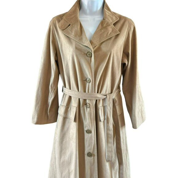 Vintage Women Pierre Cardin Belted Button-Up Camel Trench Coat Sz 6 Quiet Luxury - Picture 2 of 5